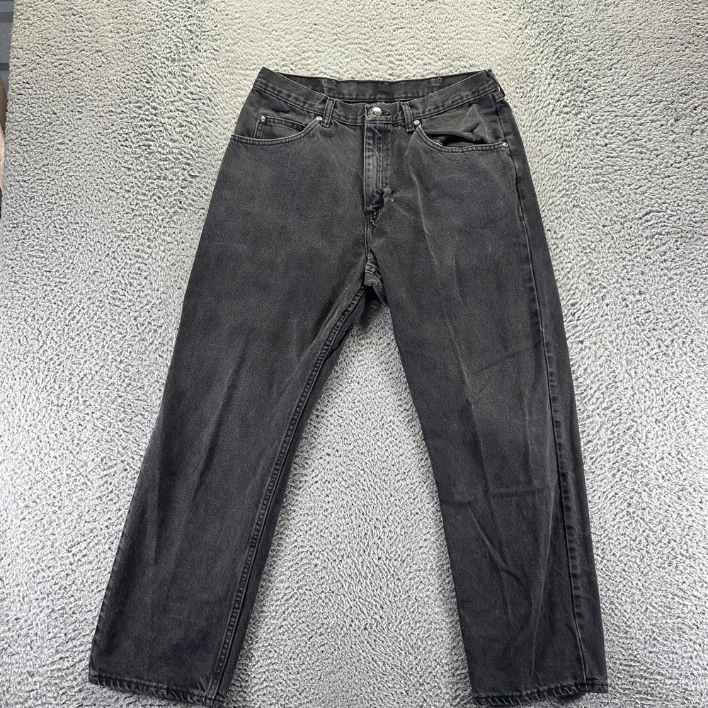 Wrangler Jeans Men's 34x30 Black Cotton Denim Straight Leg Faded Workwear Travel